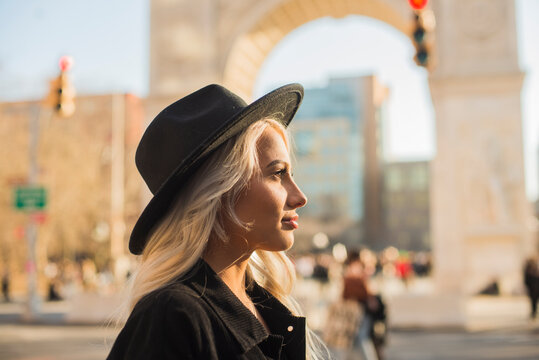 A profile portrait of a girl in NYC