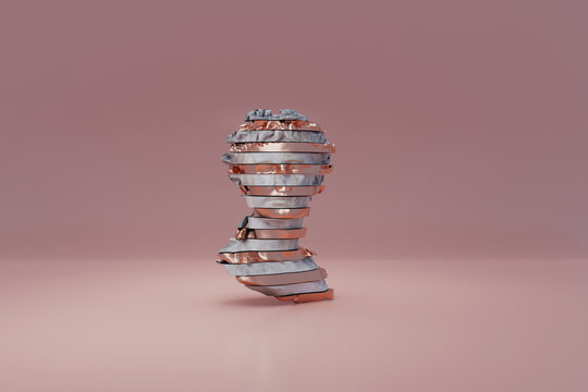 3d Illustration of ancient statue made of marble and bronze