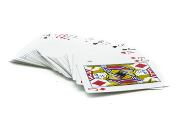 Stack of playing cards isolated