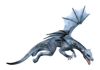 3D Rendering Fairy Tale Dragon on White