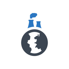 Earth pollution factory icon