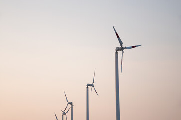 Wind power with sunset sky