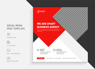 Corporate social media post design, business agency promotional social media template vector, digital marketing agency post
