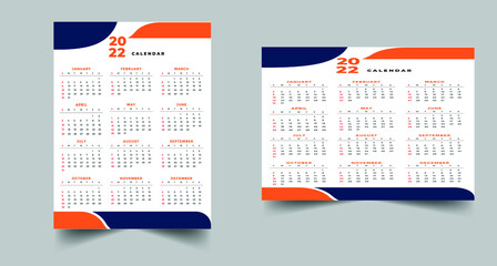 Professional 2022 business calendar design template