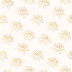 Seamless pattern with golden water lily. Vector background for wrapping paper and textile.