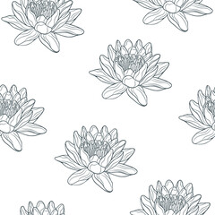 Seamless pattern with water lily. Vector background for wrapping paper and textile.
