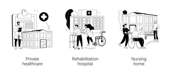 Medical facility abstract concept vector illustrations.