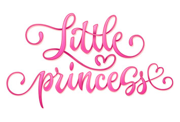 Little princess - hand drawn modern calligraphy baby shower lettering logo phrase.