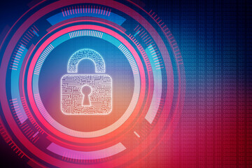 2d illustration Safety concept: Closed Padlock on digital background
