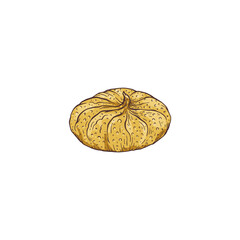 Dried preserved fig fruit hand drawn sketch vector illustration isolated.