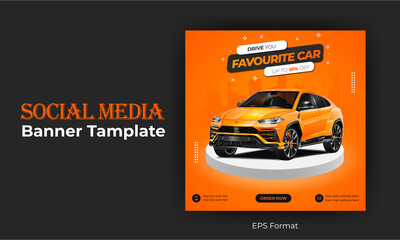 Car social media post sale promotion banner design template