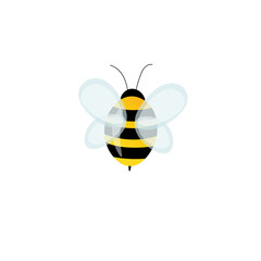 Cartoon bee mascot. A small bees flies. Wasp collection. Vector characters. Incest icon. Template design for invitation, cards. Doodle style