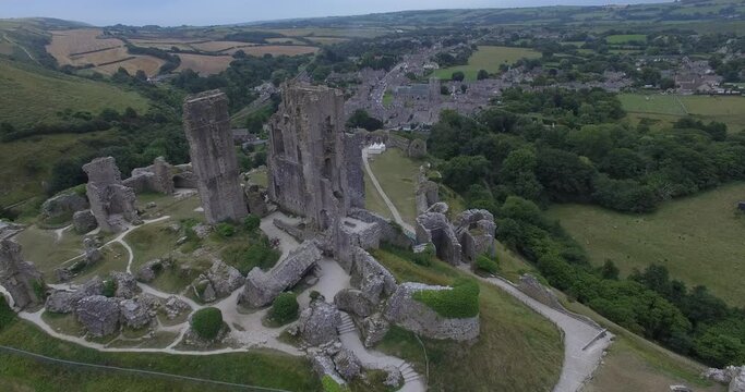 Corfe Castle Ruins in England, UK