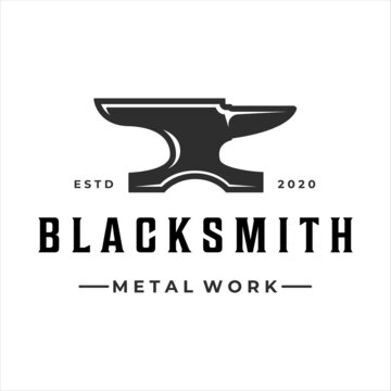 blacksmith anvil logo vintage vector illustration template icon design. welding and forge service symbol for industrial company with retro style 