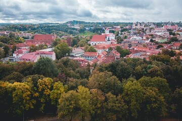 Fototapeta premium Aerial Views of Vilnius, Lithuania by Drone
