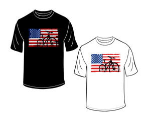 American Flag Bicycle T-Shirt Design
