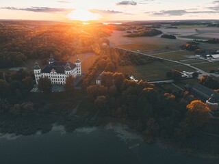 Skokloster Castle at Sunset by Drone in Sweden