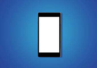 Blank smartphone screen on blue background.
