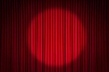 Zelfklevend Fotobehang Red stage curtain with spotlight © antpkr