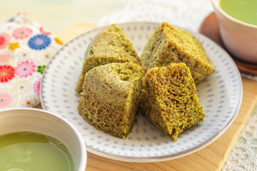 おから蒸しパン　緑茶味