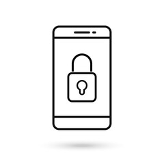 Mobile phone flat design with lock padlock icon.