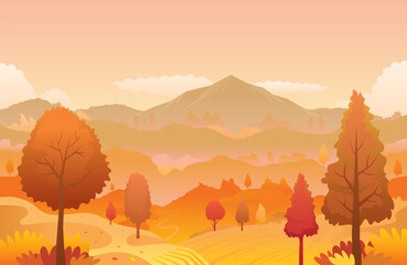 Fototapeta na wymiar Mountain Landscape in Autumn Landscape Background