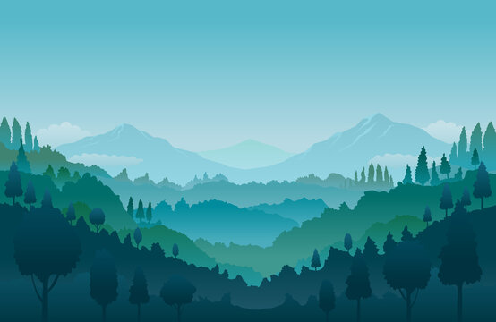 Mountain and Forest Scenery Landscape Background