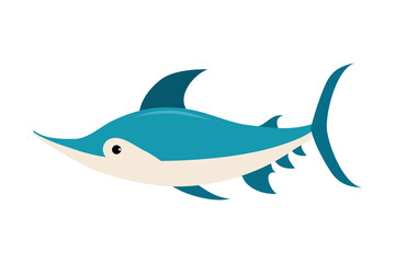 Cute Fish as Sea Animal Floating Underwater Vector Illustration