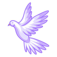Illustration of flying dove. Cartoon stylized picture.