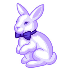 Illustration of rabbit with bow tie. Cartoon stylized picture.