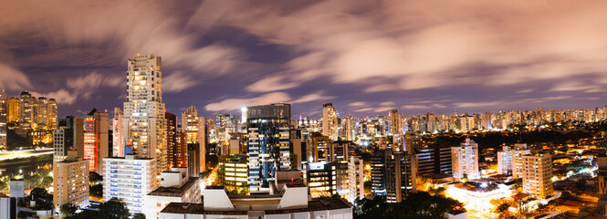 Panoramic View Big City at Night Clouds Long Exposure Sao Paulo Brazil