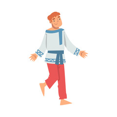 Slav or Slavonian Man Character in Ethnic Clothing Vector Illustration