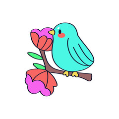 Isolated cute bird on a branch Vector illustration