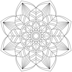 Leaf Flower Petal Coloring Mandala Art Simple Graphic Shape Vector Floral Oriental Outline Vintage Decorative Elements Pattern Illustration Islam Arabic Indian Turkish Mystic Religion Morals Lotus
