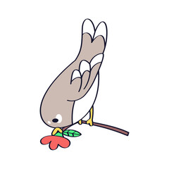 Isolated cute bird on a branch Vector illustration