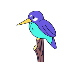 Isolated cute bird on a branch Vector illustration