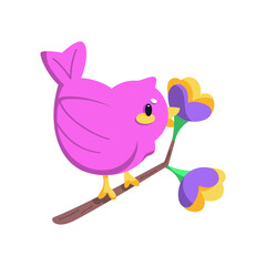 Isolated cute bird on a branch Vector illustration