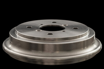 Rear car brake drum. isolated on black background