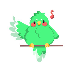 Isolated cute bird on a branch Vector illustration