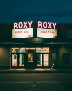 The Roxy Theater At Night On Route 66 In Holbrook, Arizona