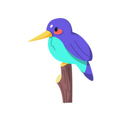 Isolated cute bird on a branch Vector illustration