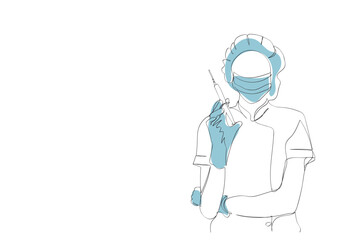 Doctors are the front to prevent coronavirus disease (Covid-19). continuous line drawing. minimalist