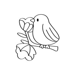 Isolated cute bird on a branch Vector illustration