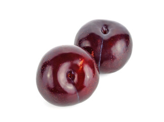 Fresh red cherry plum fruit isolated on white background