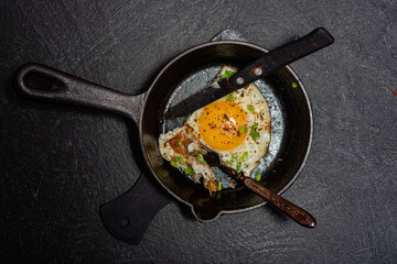 Flat lay background. Breakfast - kitchen utensils
