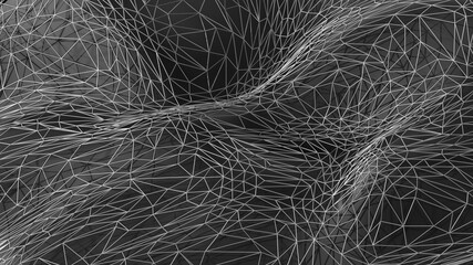 abstract background black waves network cobweb lines white 3d render