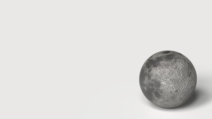 moon on white floor realistic shadow 3d render