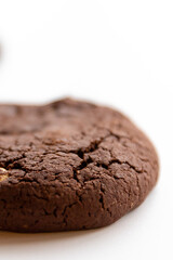 Chocolate chip cookies on a white background