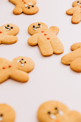 Scary halloween cookies, selective focus decoration on the black background. Halloween style
