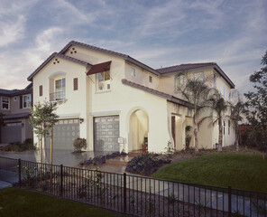 New Home architecture. House with landscaping